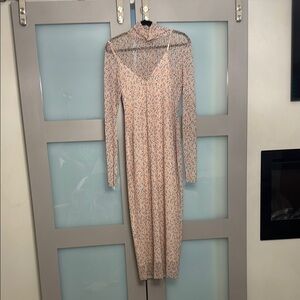 AFRM Pink Sheer Long Sleeve Dress